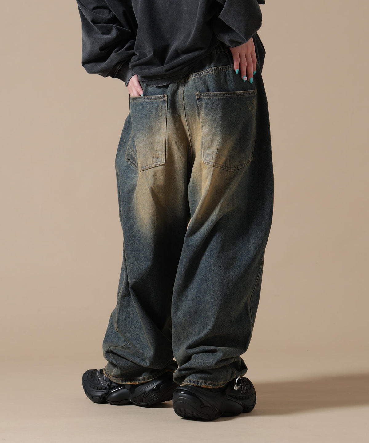 SIS/エスアイエス/Washed Wide Denim pants