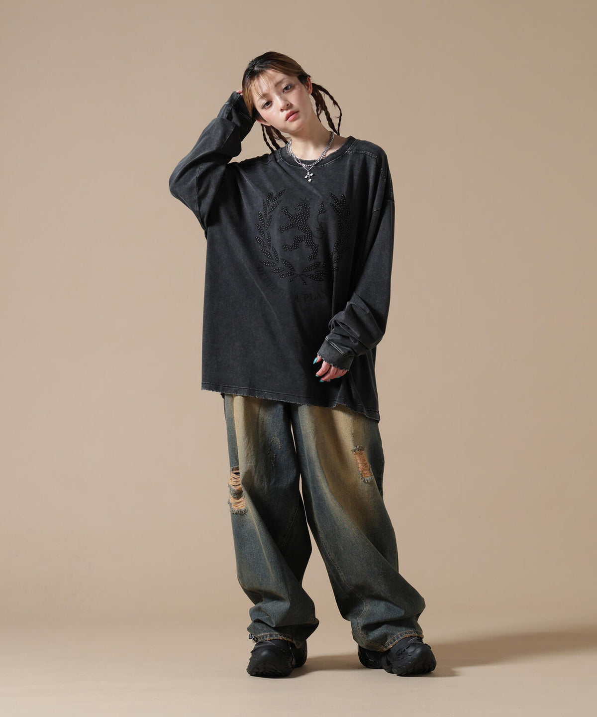 SIS/エスアイエス/Washed Wide Denim pants