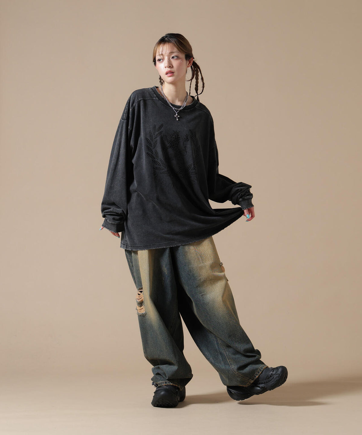 SIS/エスアイエス/Washed Wide Denim pants