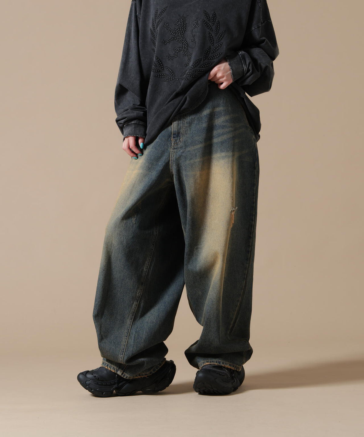 SIS/エスアイエス/Washed Wide Denim pants