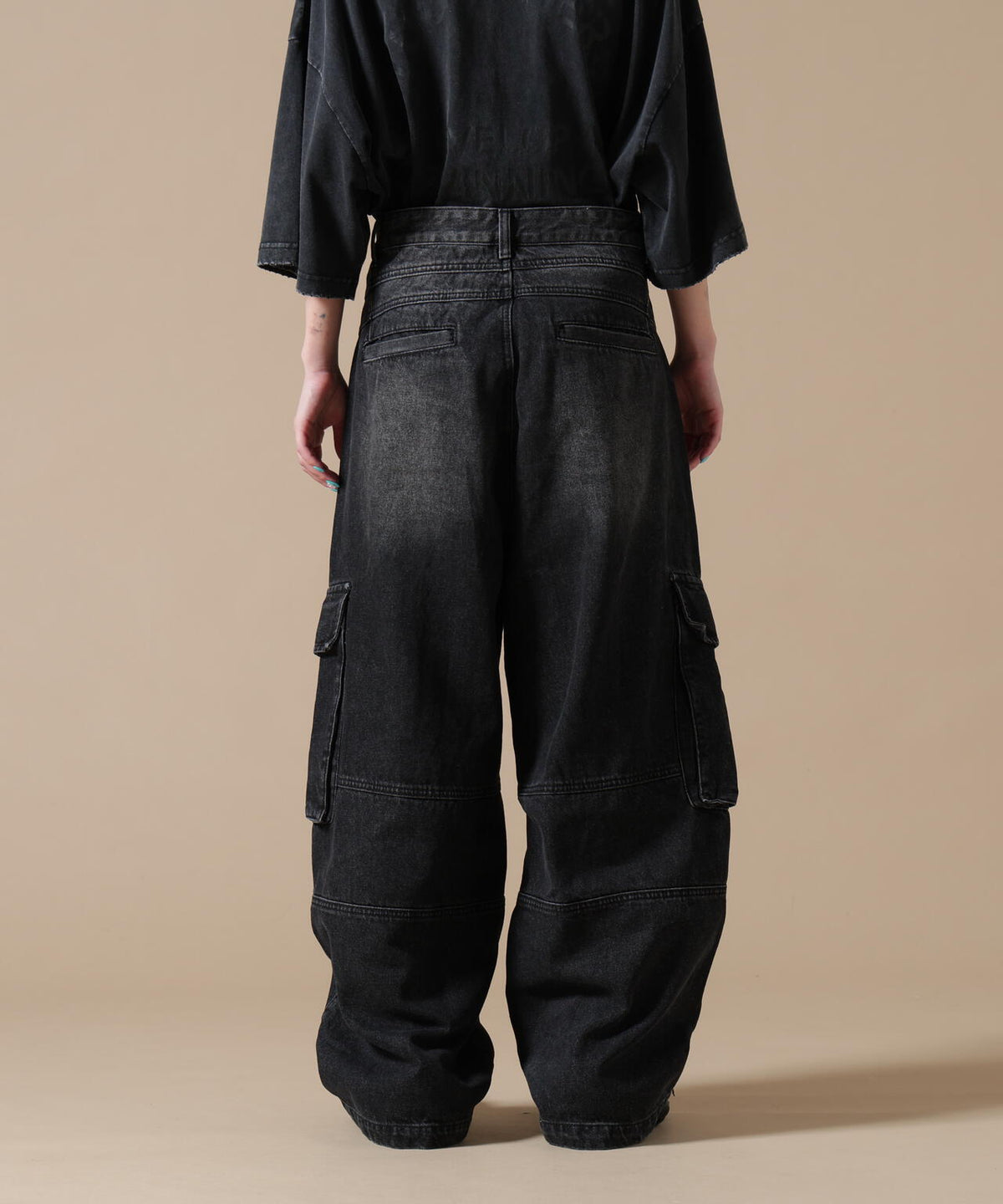 SIS/エスアイエス/Washed Denim Wide Cargo Pants