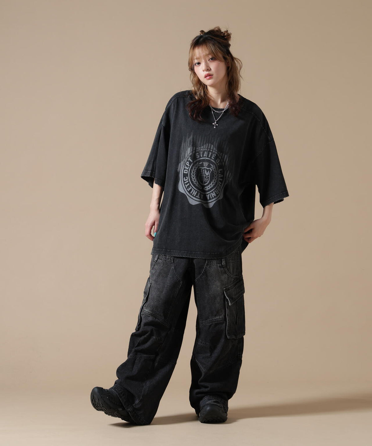 SIS/エスアイエス/Washed Denim Wide Cargo Pants