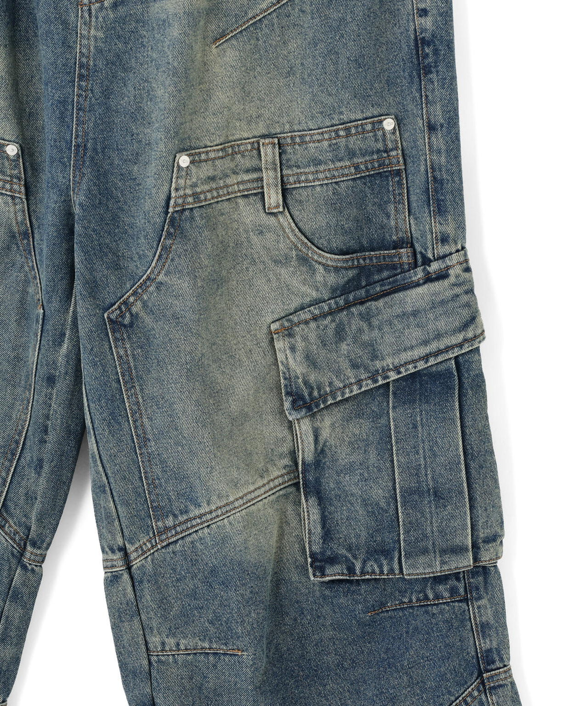 SIS/エスアイエス/Washed Denim Wide Cargo Pants