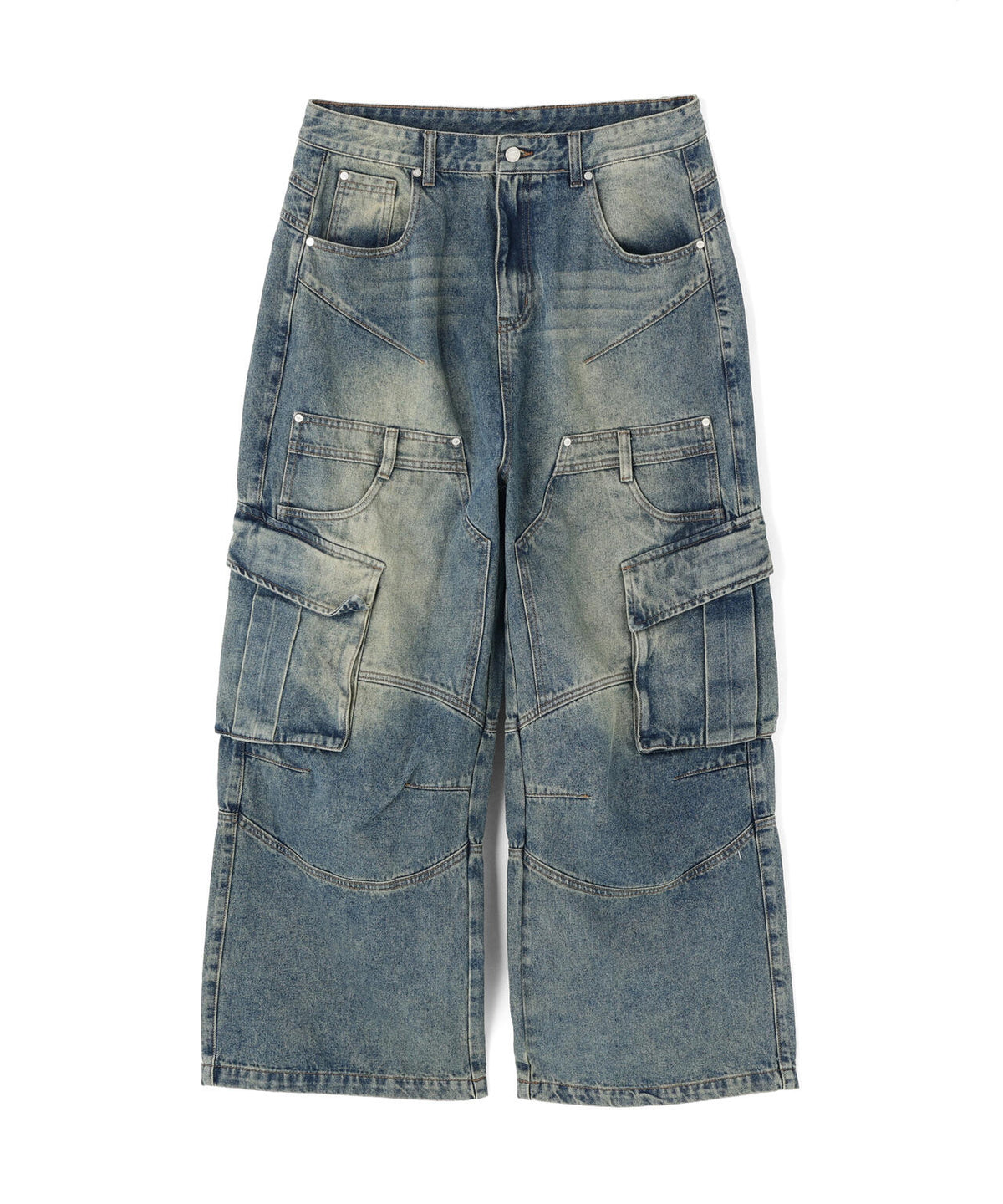 SIS/エスアイエス/Washed Denim Wide Cargo Pants