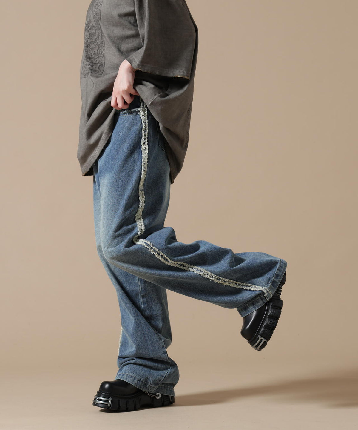 SIS/エスアイエス/Side Fringe Denim Pants
