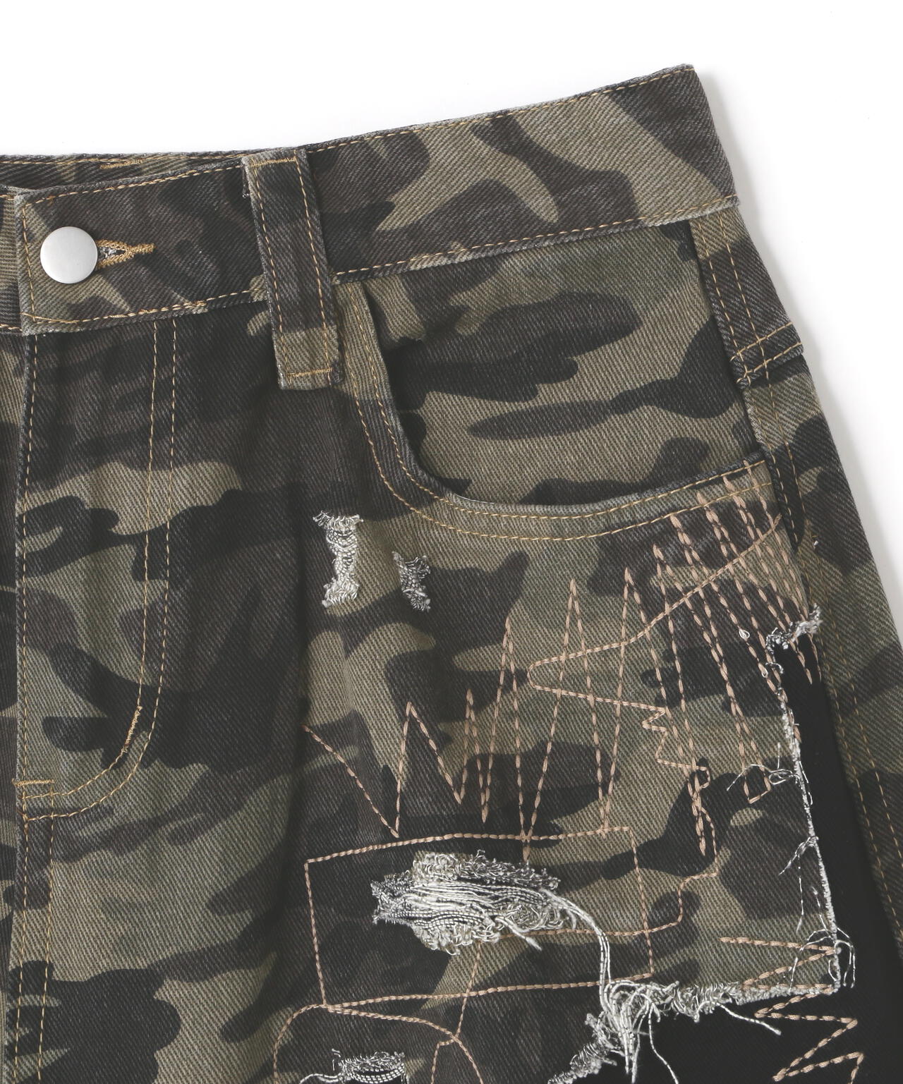 MAVYTH/メヴィス/CAMO DAMAGE DENIM PANTS