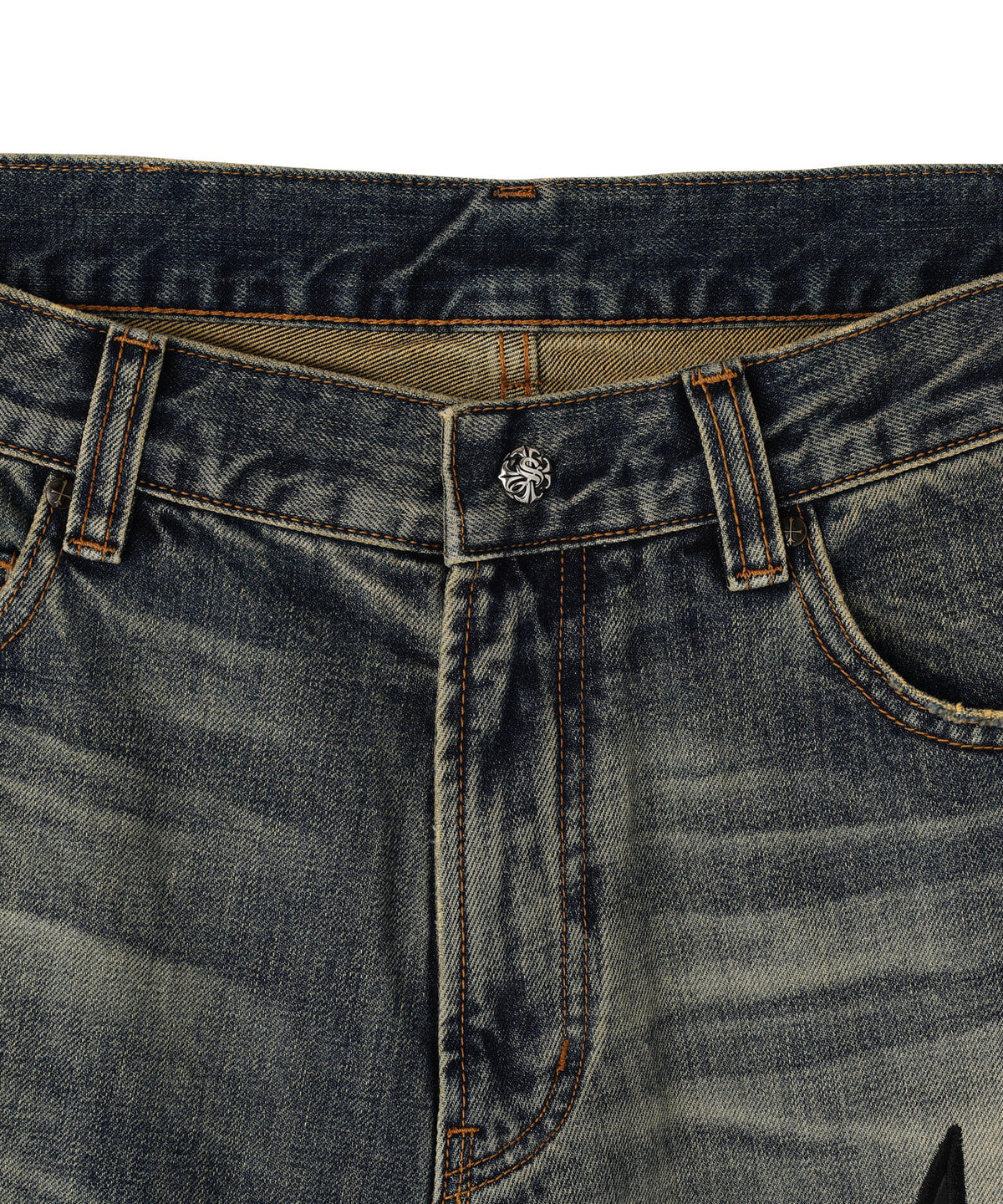 SUPPLIER/サプライヤー/Studs Tribal Leather Patch Curve Denim