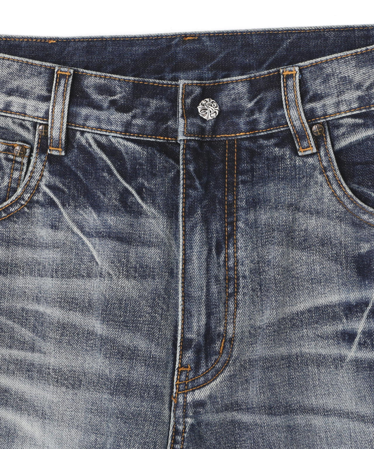 SUPPLIER/サプライヤー/Multiple Cross Leather Patch Baggy Denim