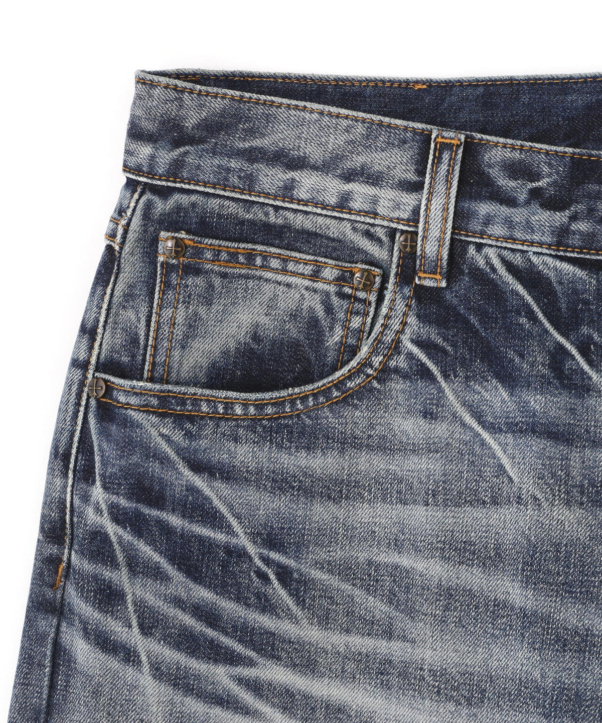 SUPPLIER/サプライヤー/Multiple Cross Leather Patch Baggy Denim