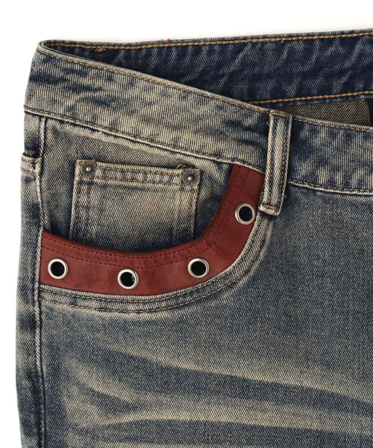 NOT4NERD/ノットフォーナード/Contrast Panel Low Rise Flare Fit Denim Pants