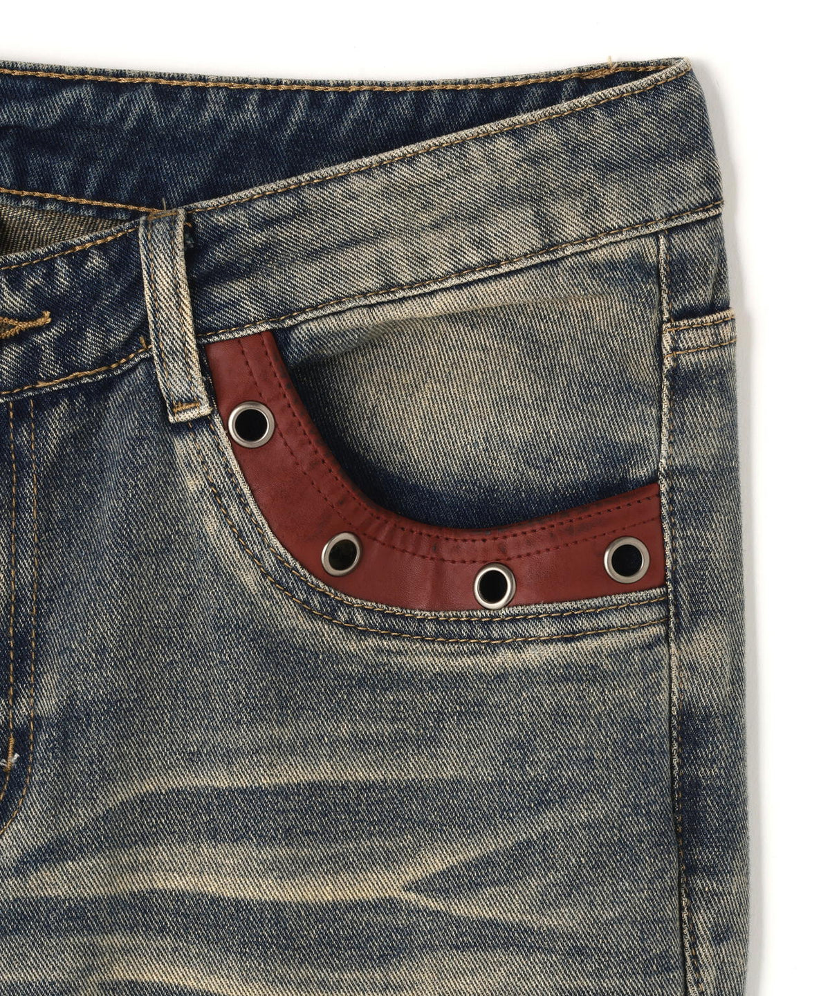 NOT4NERD/ノットフォーナード/Contrast Panel Low Rise Flare Fit Denim Pants