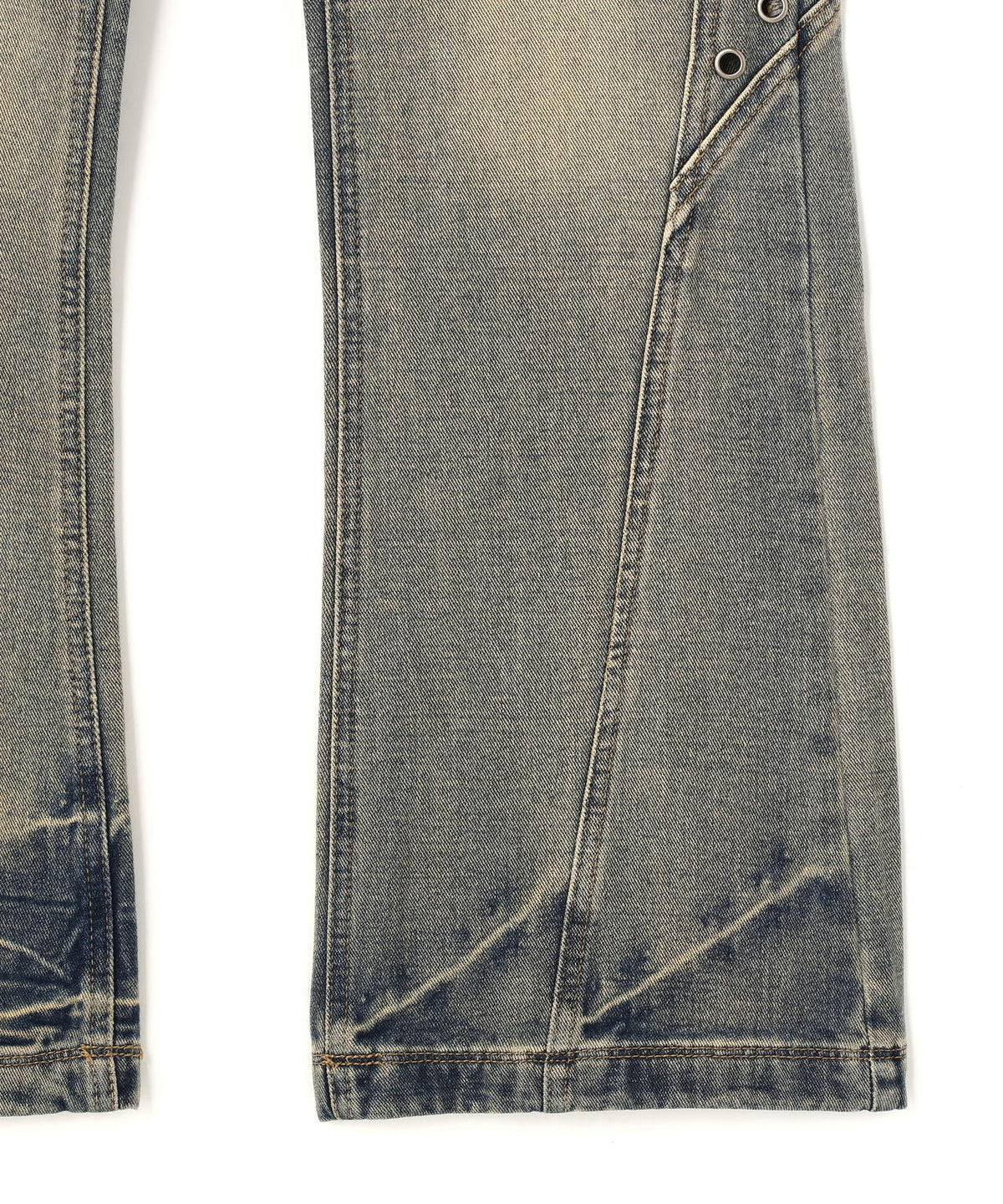NOT4NERD/ノットフォーナード/Contrast Panel Low Rise Flare Fit Denim Pants