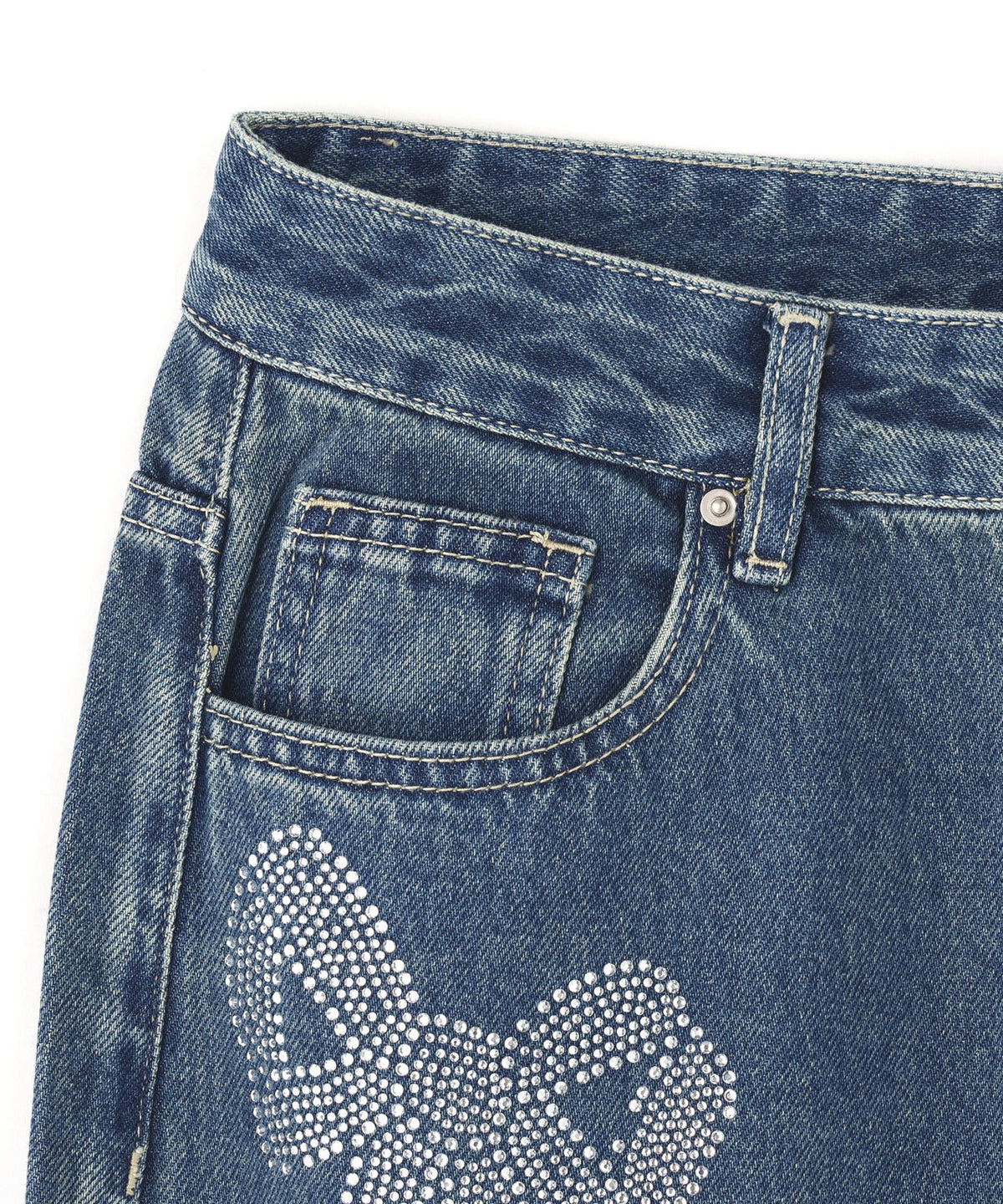 SIS/エスアイエス/Ribbon Rhinestone Denim