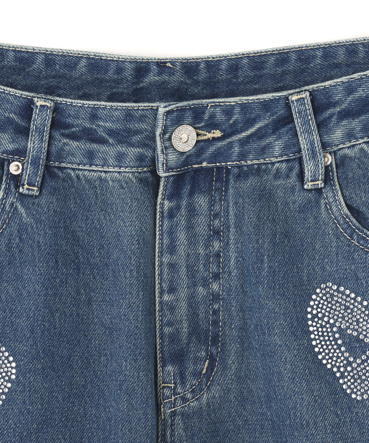 SIS/エスアイエス/Ribbon Rhinestone Denim