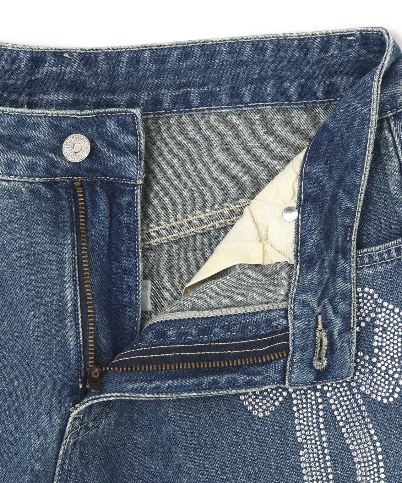 SIS/エスアイエス/Ribbon Rhinestone Denim