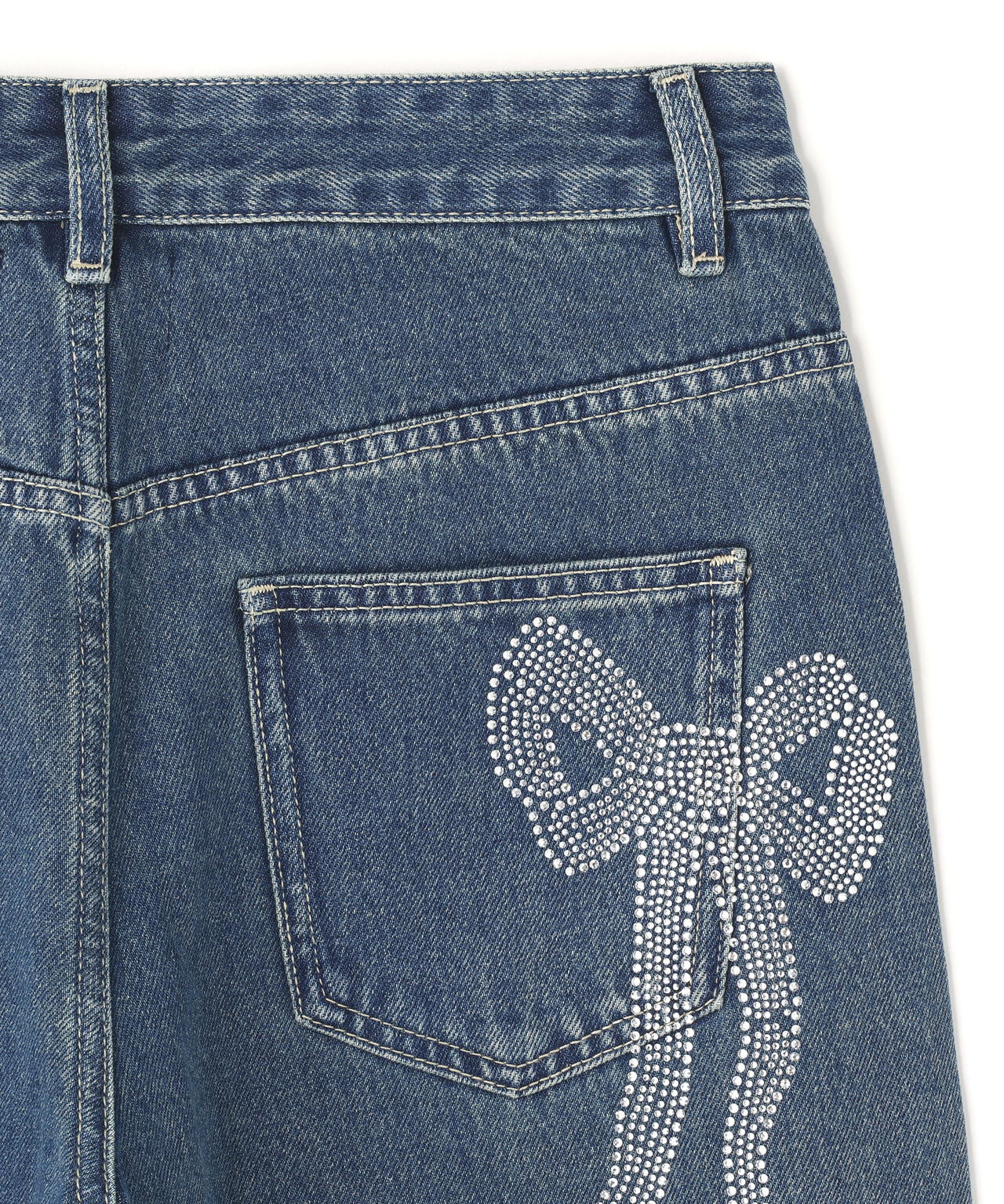SIS/エスアイエス/Ribbon Rhinestone Denim