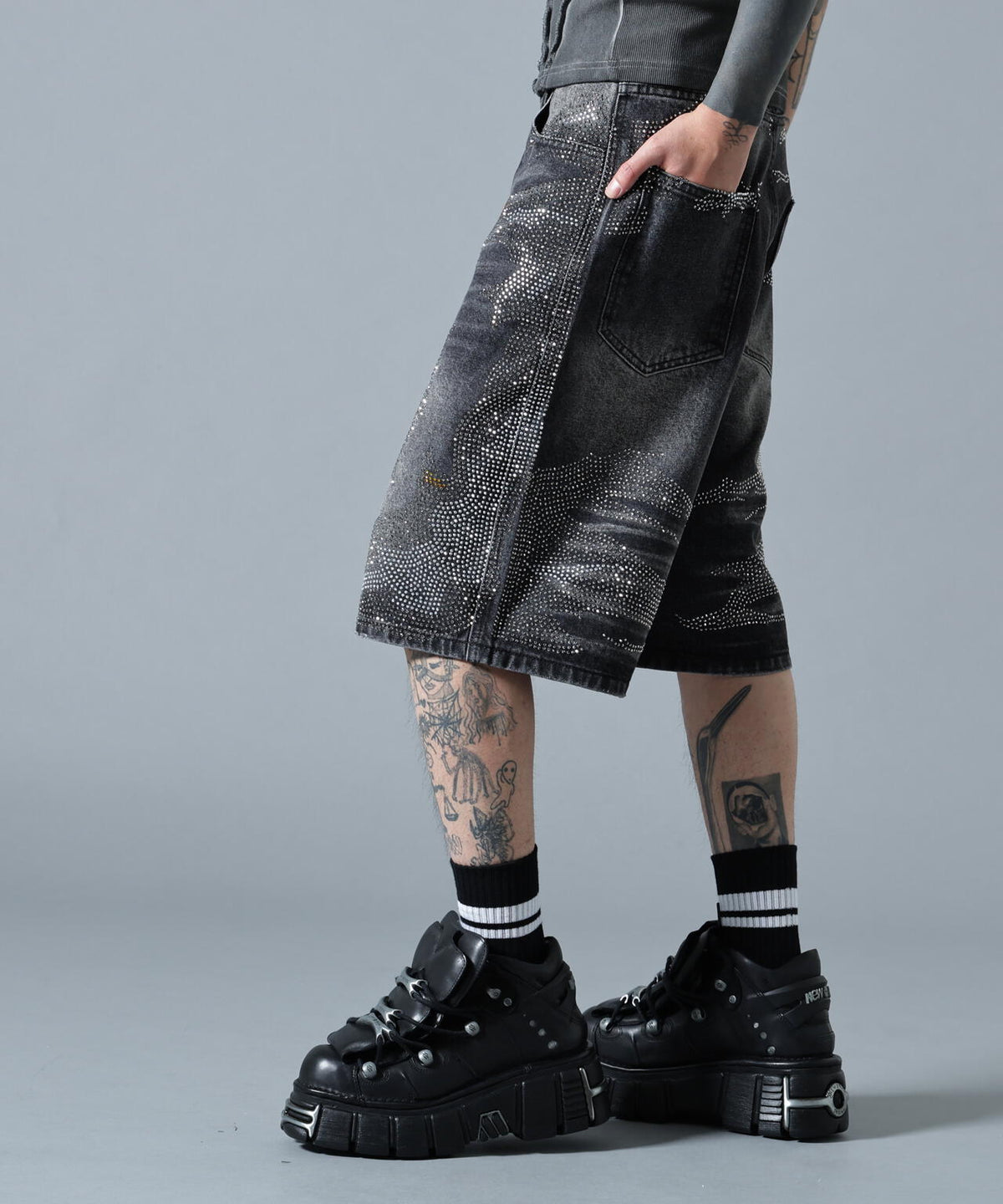 MAVYTH/メヴィス/VOLTAGE GLITTER DENIM SHORTS