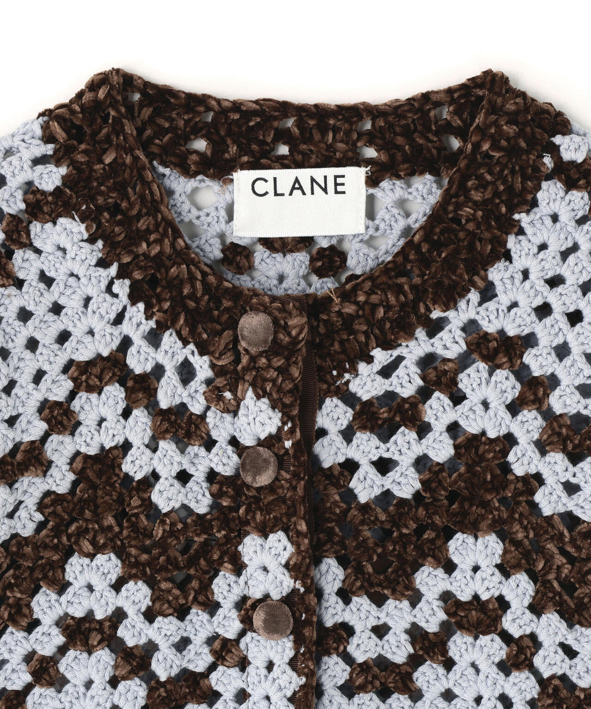 CLANE/クラネ/MALL BORDER HAND CROCHET KNIT CARDIGAN