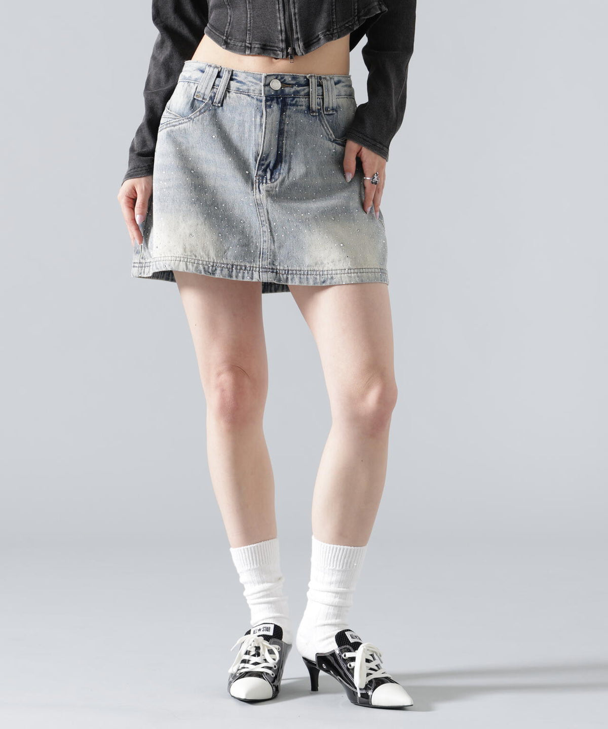 MAVYTH/メヴィス/RHINESTONE MINI SKIRT
