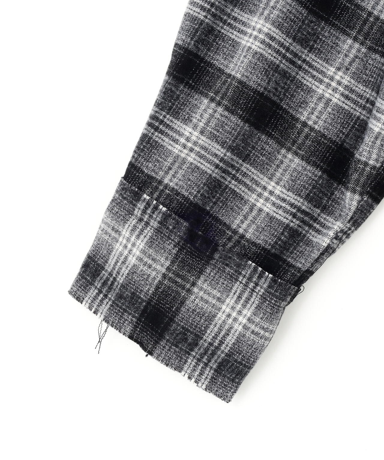DankeSchon/ダンケシェーン/CUTOFF SWEATHOOD CHECK SHIRTS