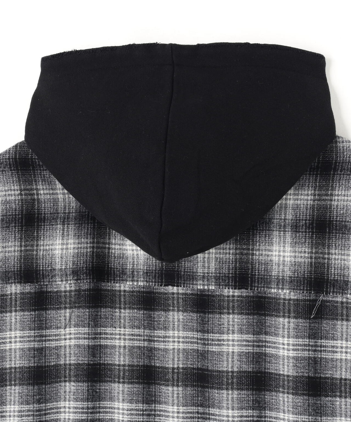 DankeSchon/ダンケシェーン/CUTOFF SWEATHOOD CHECK SHIRTS