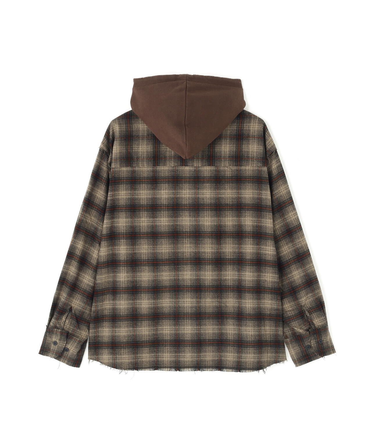 DankeSchon/ダンケシェーン/CUTOFF SWEATHOOD CHECK SHIRTS