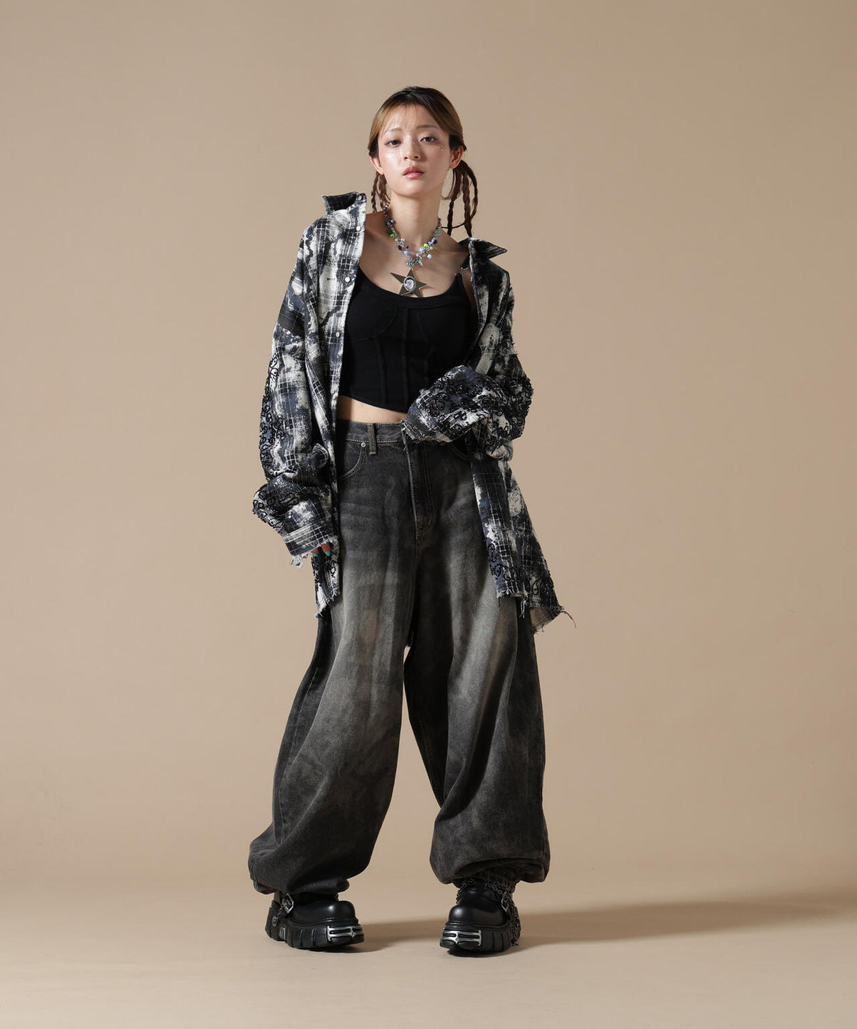 DankeSchon/ダンケシェーン/FLANNEL DAMAGE SHIRTS GRIME