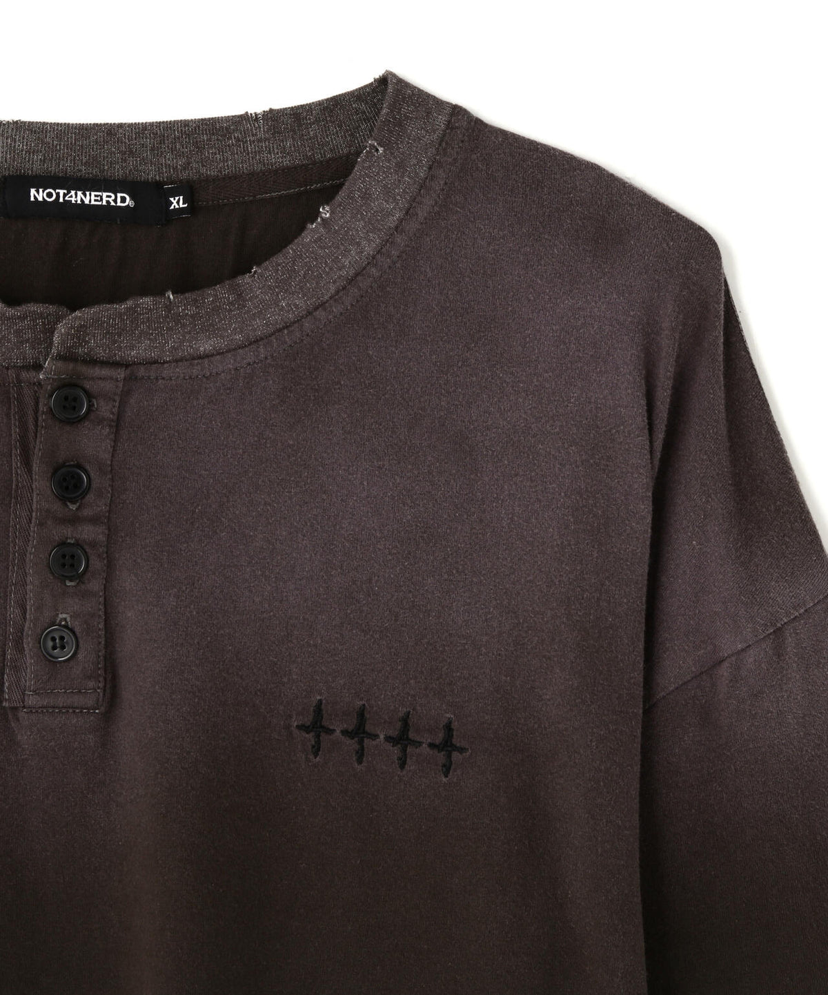 NOT4NERD/ノットフォーナード/DISTRESSED LAYER HENLEY NECK L/S TEE