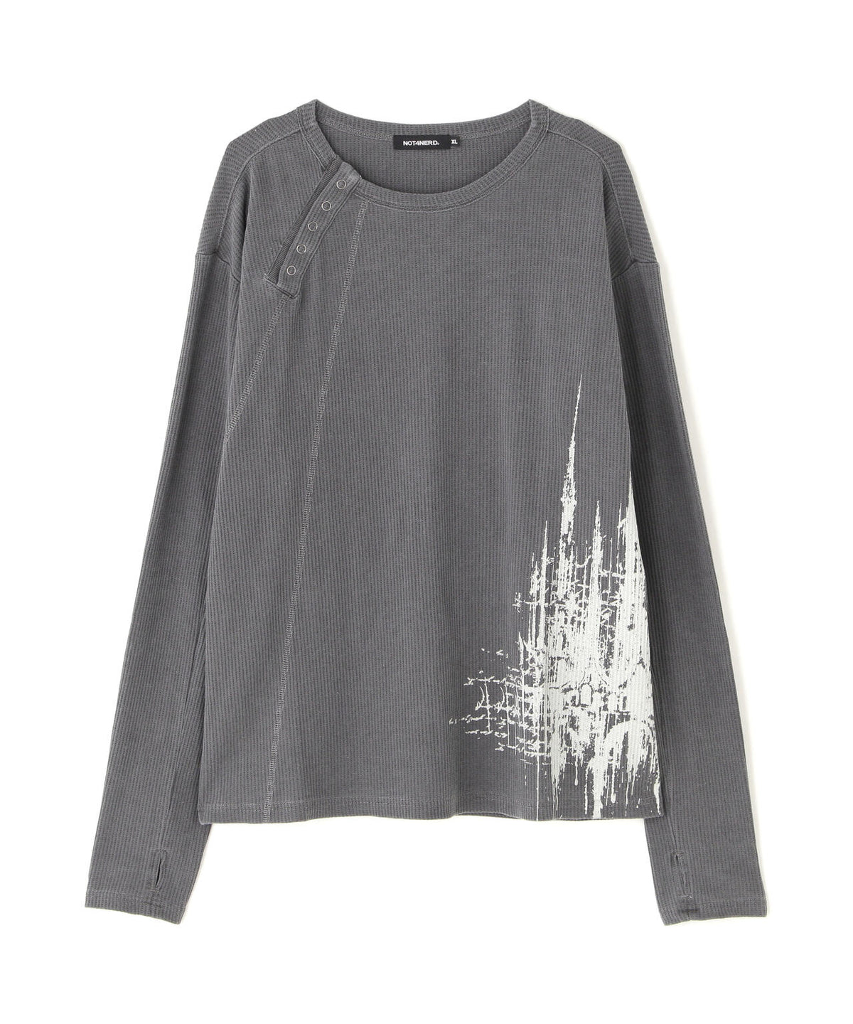 NOT4NERD/ノットフォーナード/DIAGONAL SEAM WFL HENLEY NECK L/S TEE