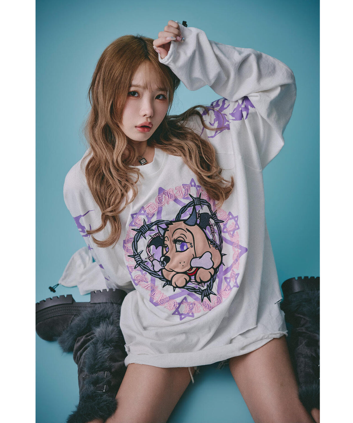 GALFY/ガルフィー/×松本いちか 小悪魔犬萌え袖ロンTEE