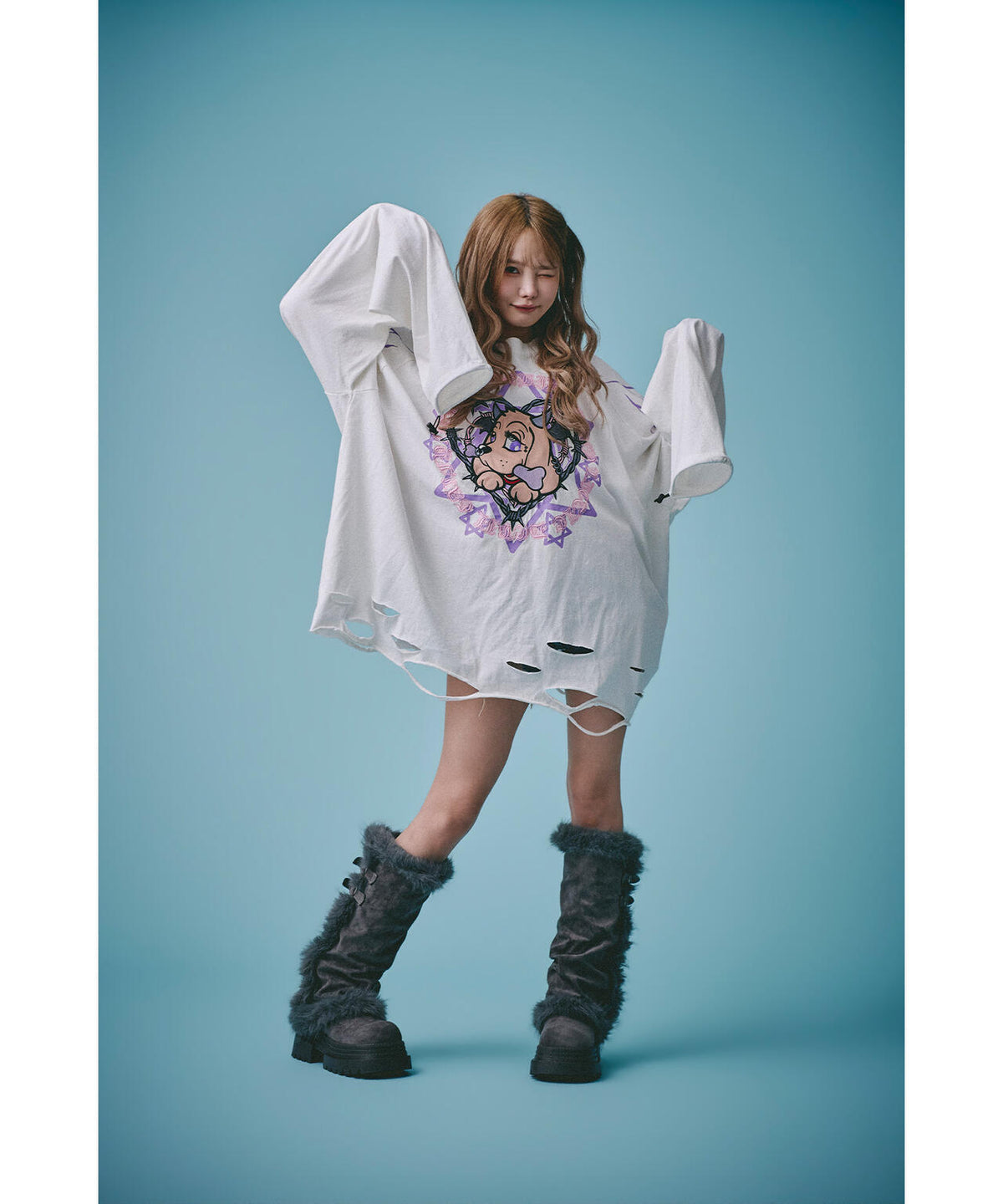 GALFY/ガルフィー/×松本いちか 小悪魔犬萌え袖ロンTEE