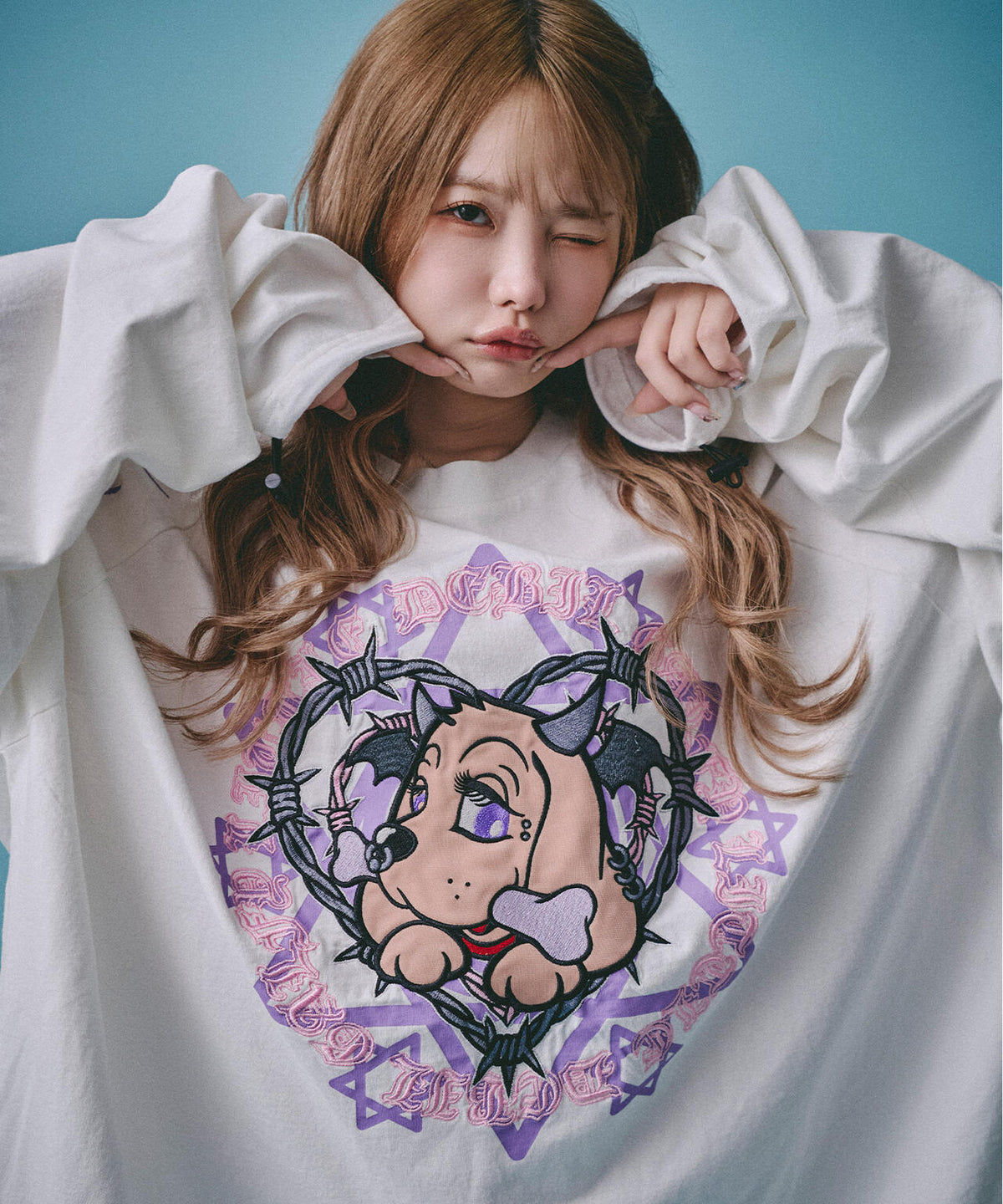 GALFY/ガルフィー/×松本いちか 小悪魔犬萌え袖ロンTEE