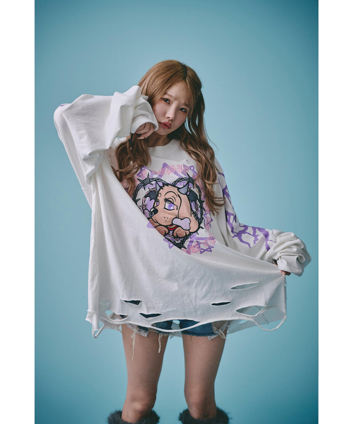 GALFY/ガルフィー/×松本いちか 小悪魔犬萌え袖ロンTEE