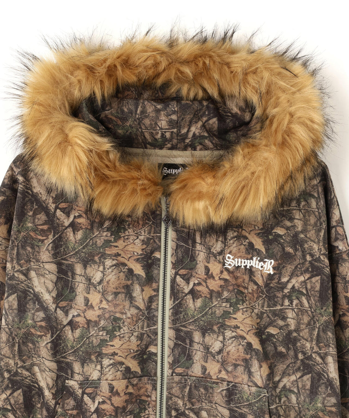 SUPPLIER/サプライヤー/Tree Faux Fur Cross Zip Hoodie