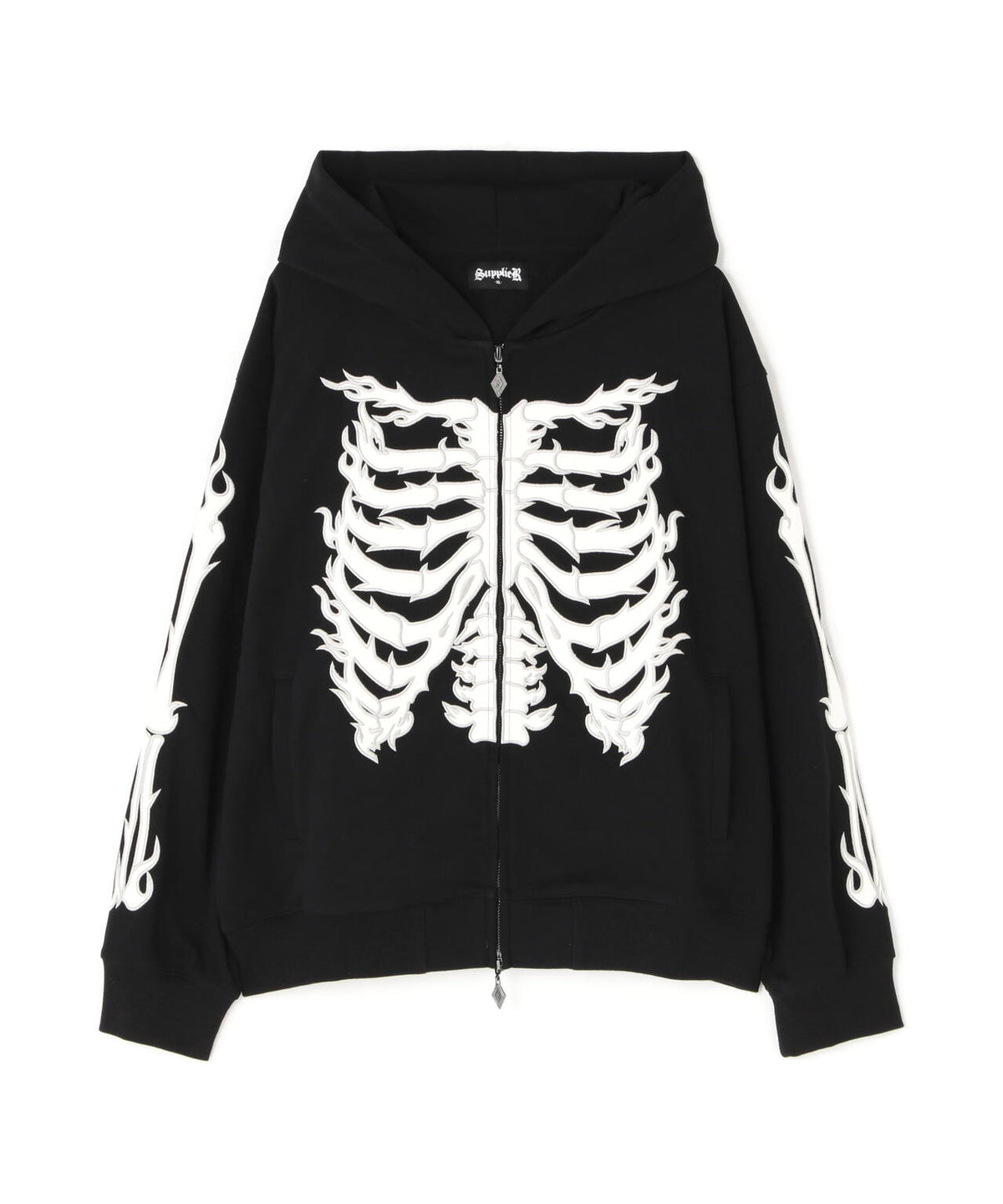 SUPPLIER/サプライヤー/Fire Bones Leather Patch Zip Hoodie