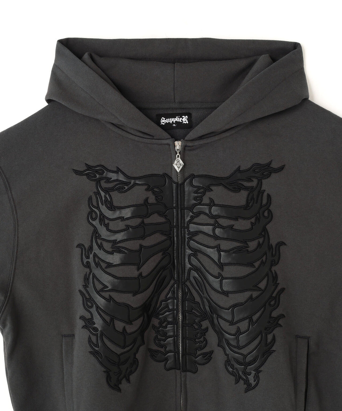 SUPPLIER/サプライヤー/Fire Bones Leather Patch Zip Hoodie