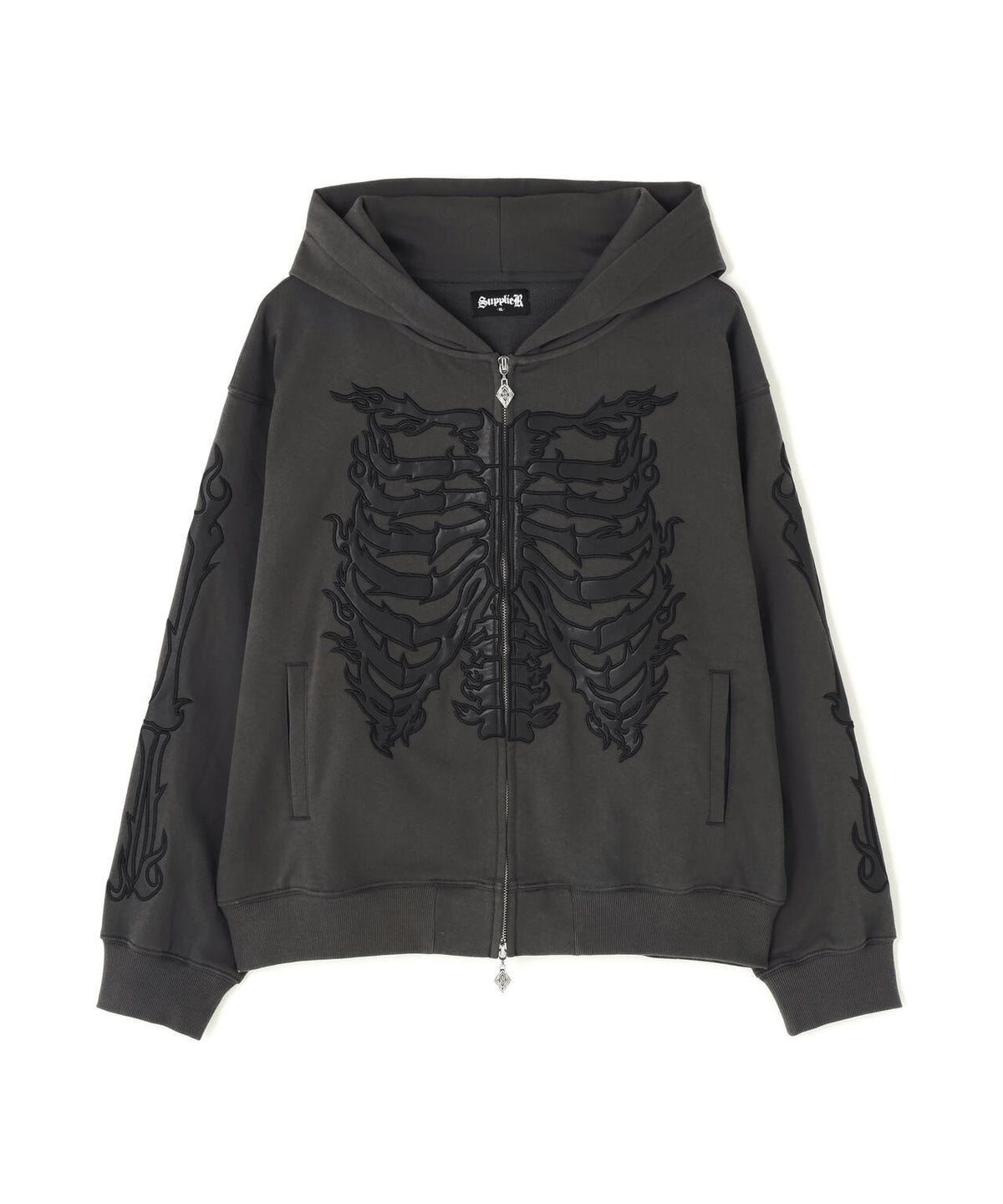 SUPPLIER/サプライヤー/Fire Bones Leather Patch Zip Hoodie