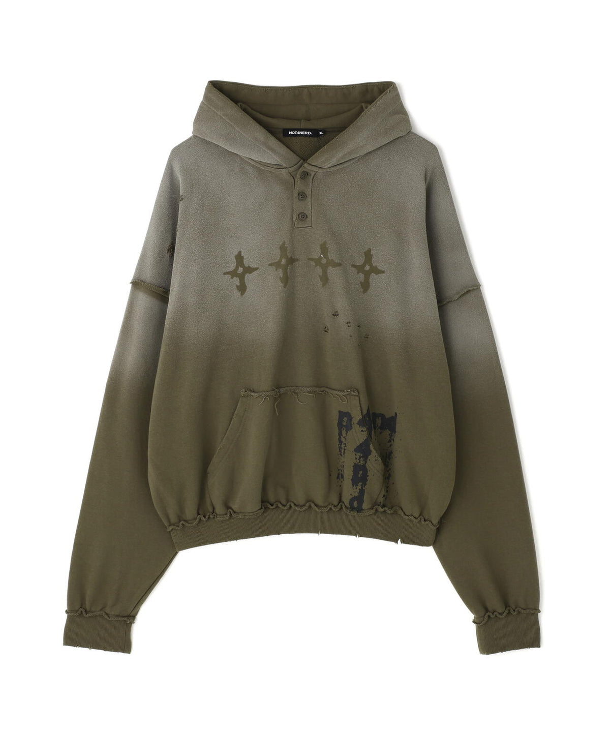 NOT4NERD/ノットフォーナード/4444 Raw Edge Wash Pull Hoodie