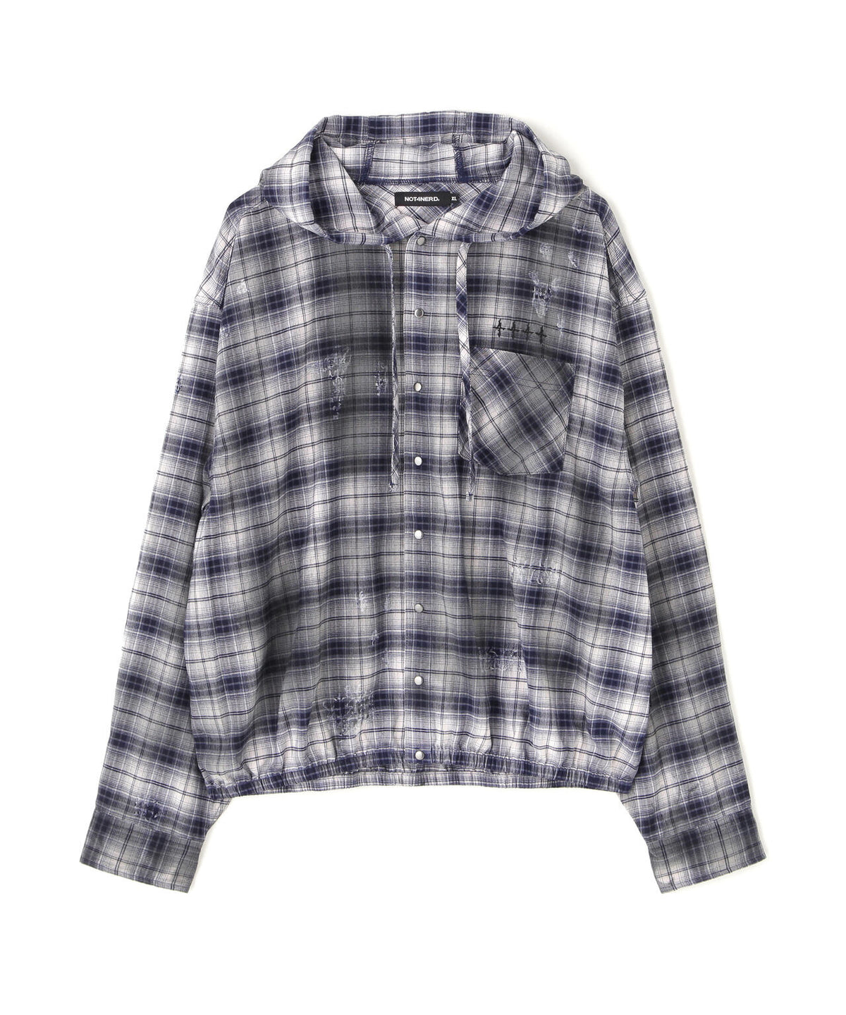 NOT4NERD/ノットフォーナード/DIRTY WASH DISTRES CHK HOODIE SHIRT