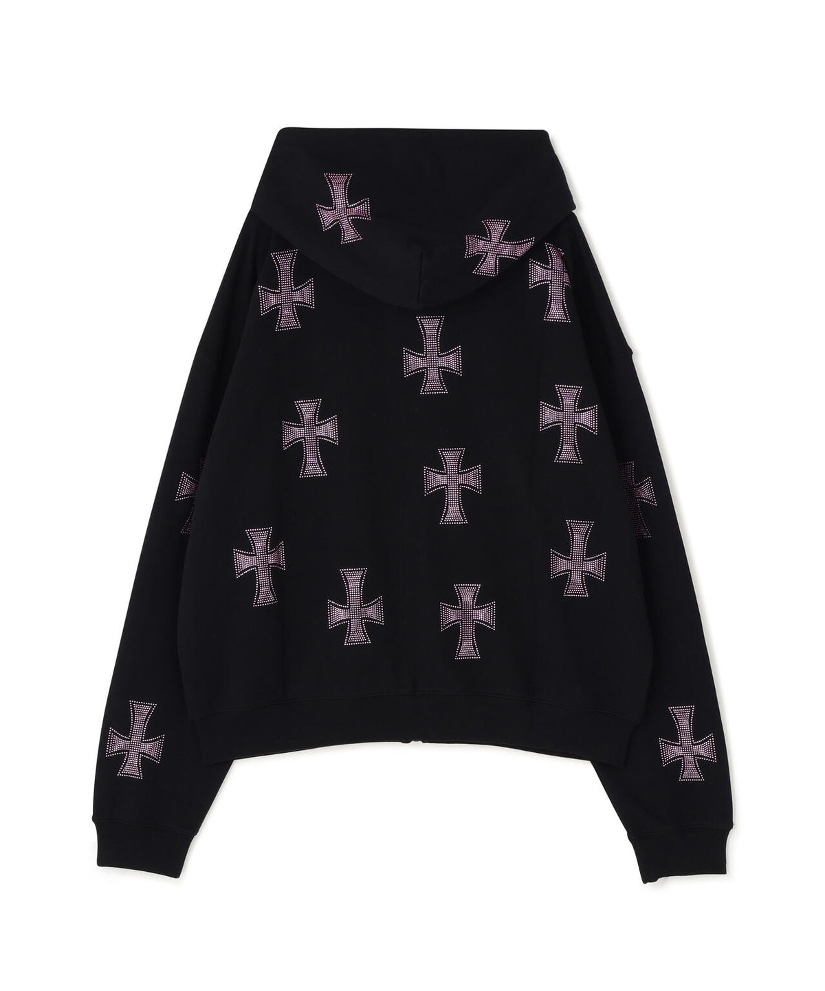 UNKNOWNLONDON/アンノウンロンドン/Allover Cross Rhinestone Zip Hoodie