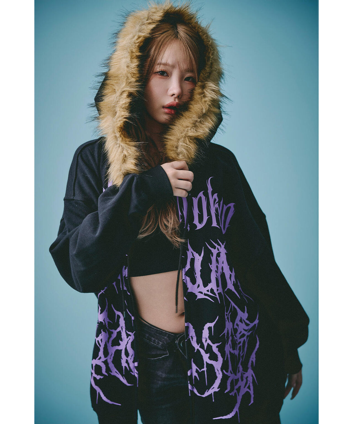GALFY/ガルフィー/×松本いちか 小悪魔犬ふわふわフードZIPパーカー