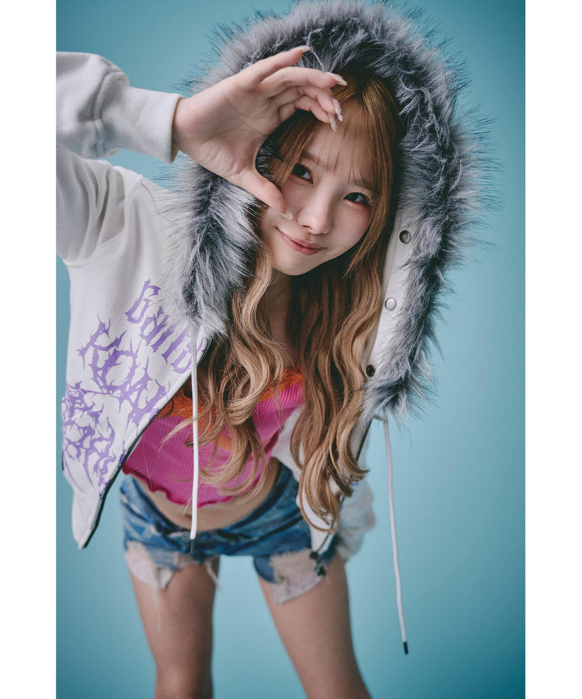 GALFY/ガルフィー/×松本いちか 小悪魔犬ふわふわフードZIPパーカー