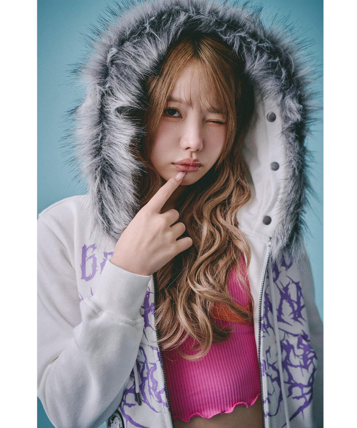 GALFY/ガルフィー/×松本いちか 小悪魔犬ふわふわフードZIPパーカー