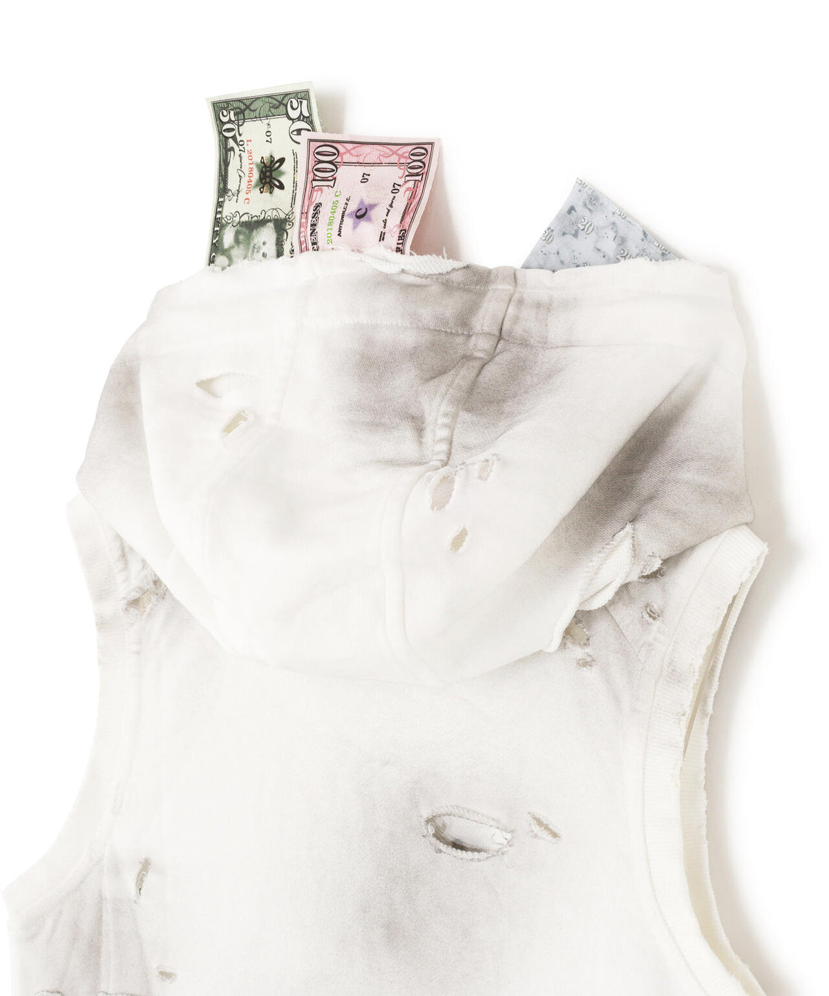 CFIERCE/フィアス/CASH RIPPED SLELES ZIP HOODIE