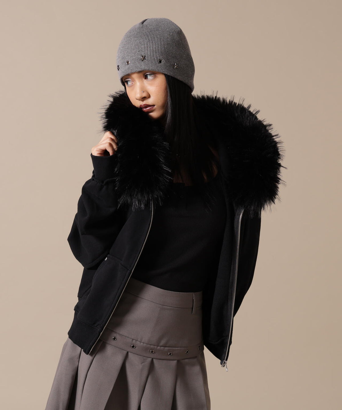 DankeSchon/ダンケシェーン/WOMEN FUR SWEAT HOODIE