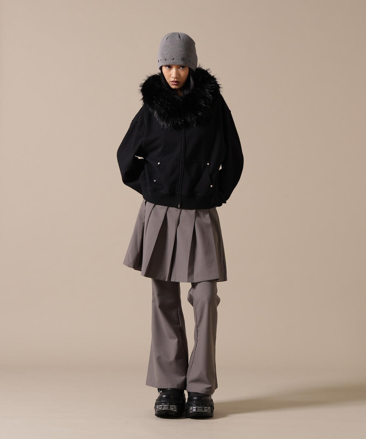 DankeSchon/ダンケシェーン/WOMEN FUR SWEAT HOODIE