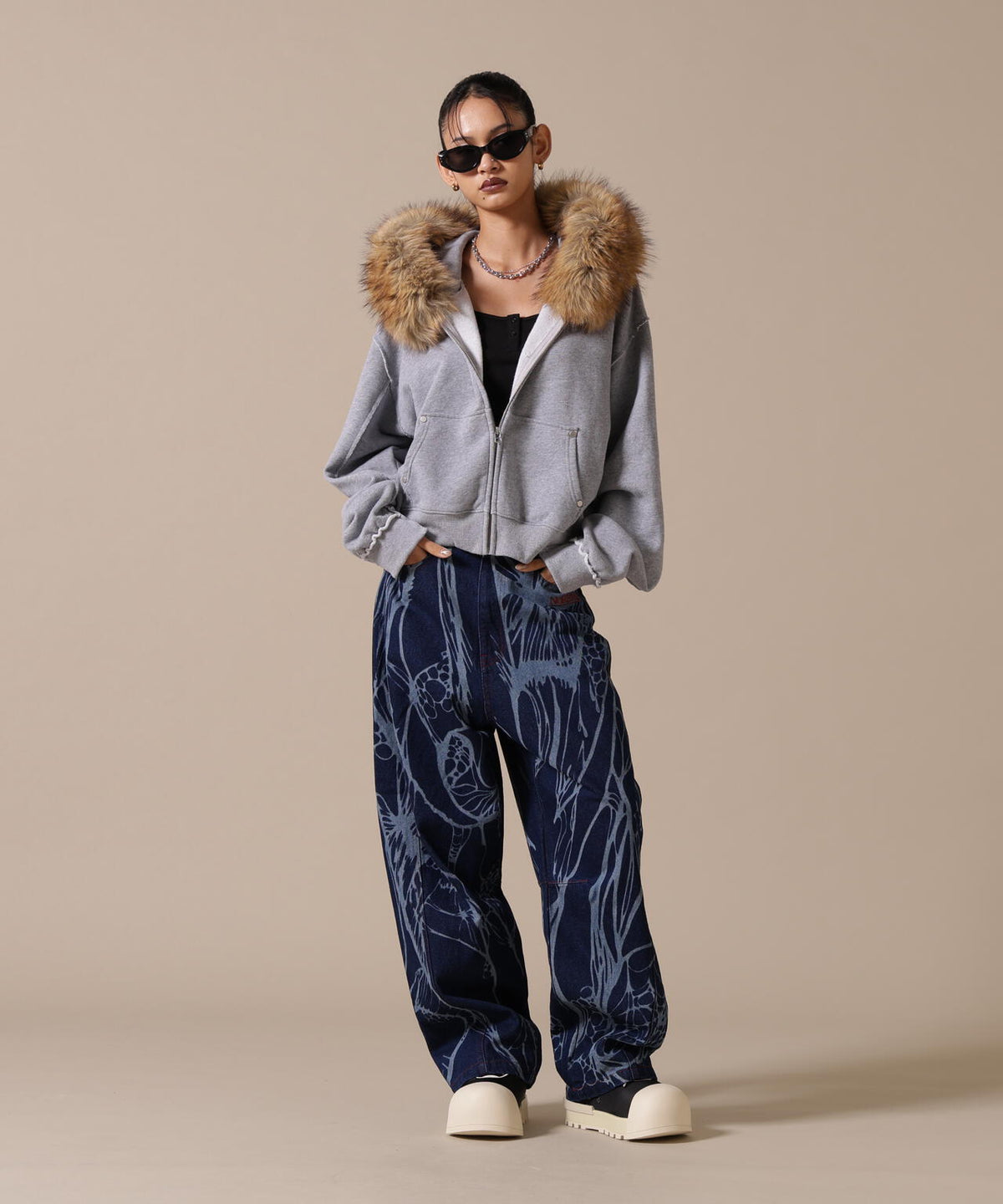 DankeSchon/ダンケシェーン/WOMEN FUR SWEAT HOODIE