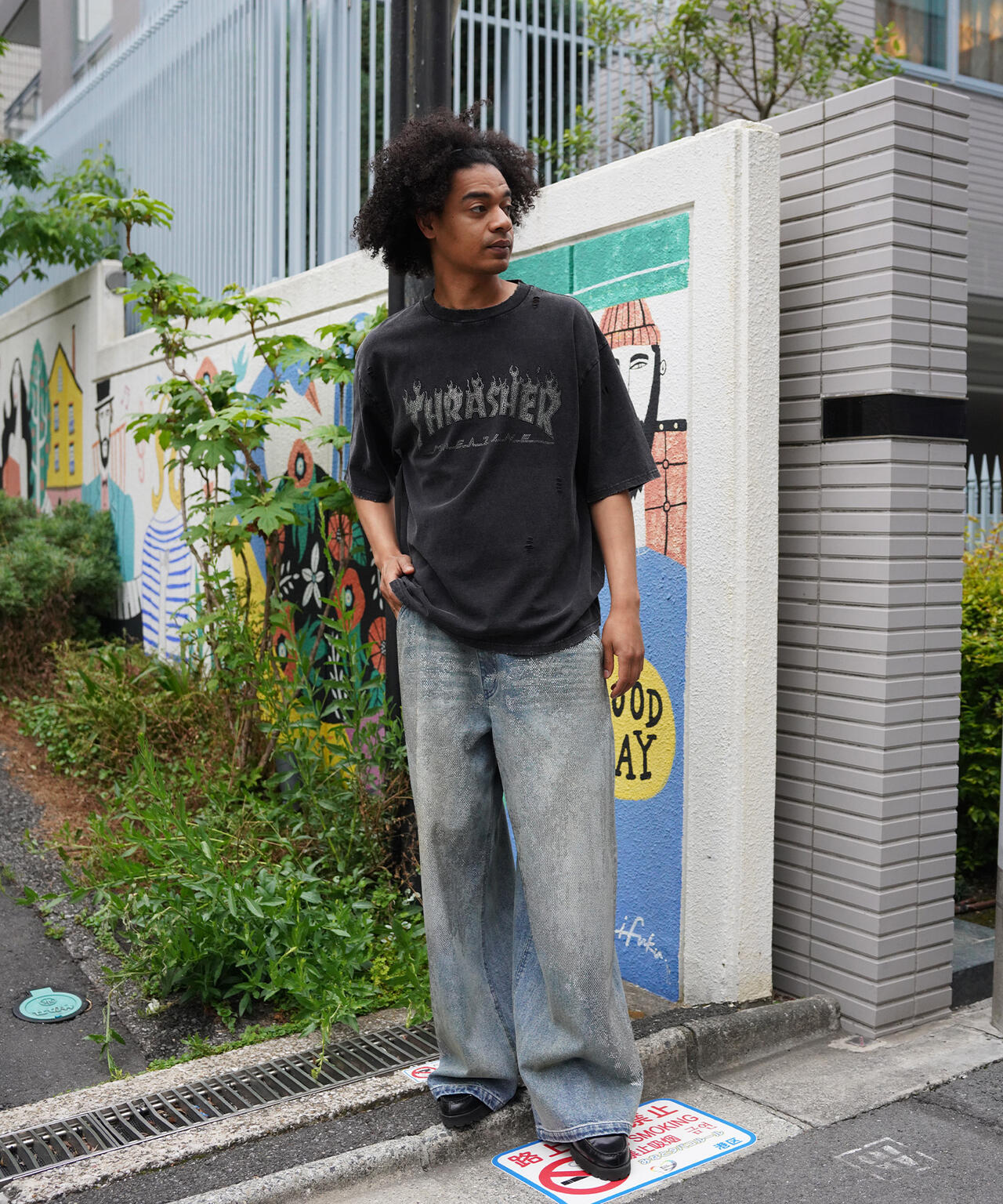 Thrasher/スラッシャー/【LHP別注】LINESTONE TEE/ラインストーンTシャツ