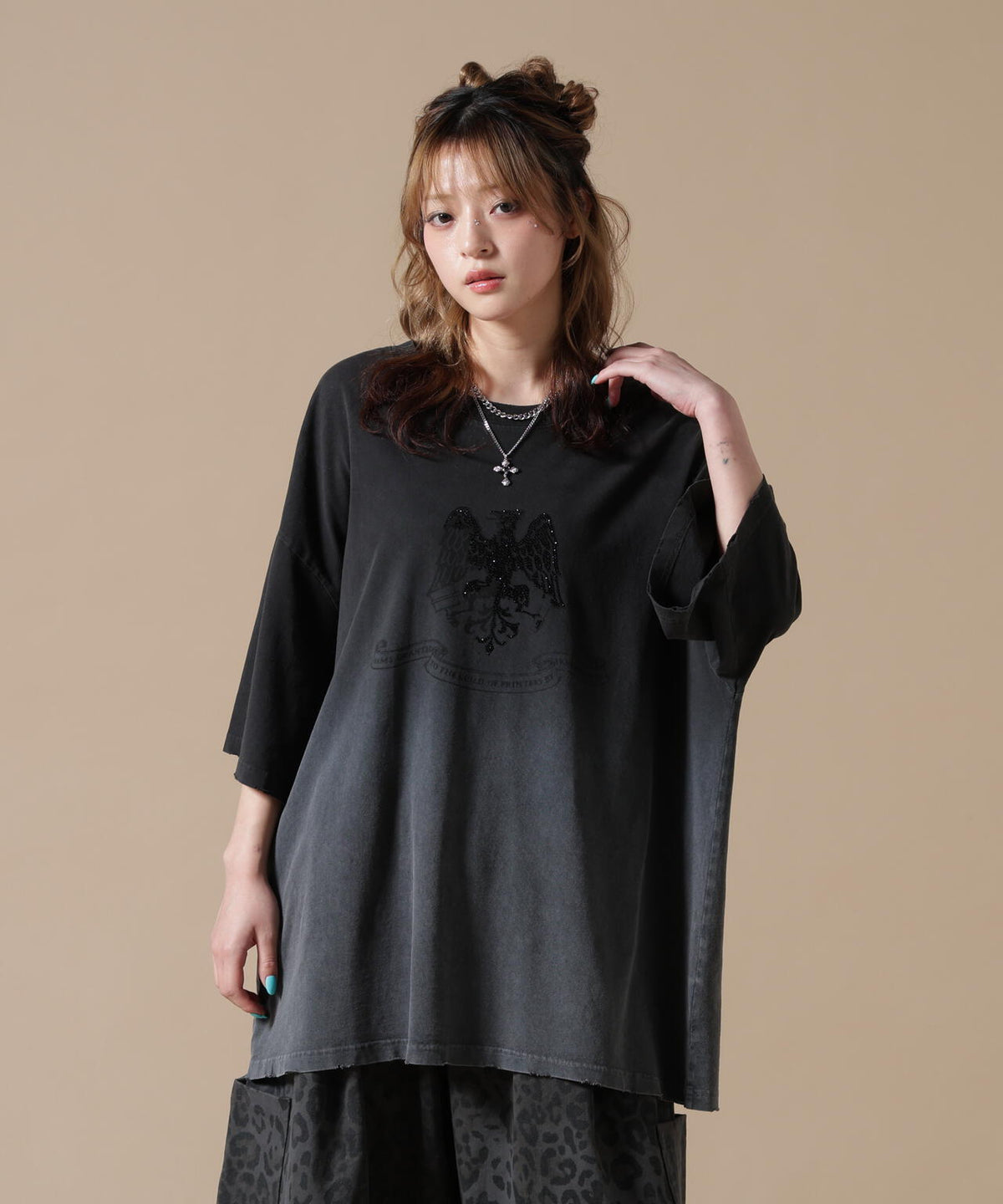 DankeSchon/ダンケシェーン/GRADATION RHINESTONE BIRD TEE