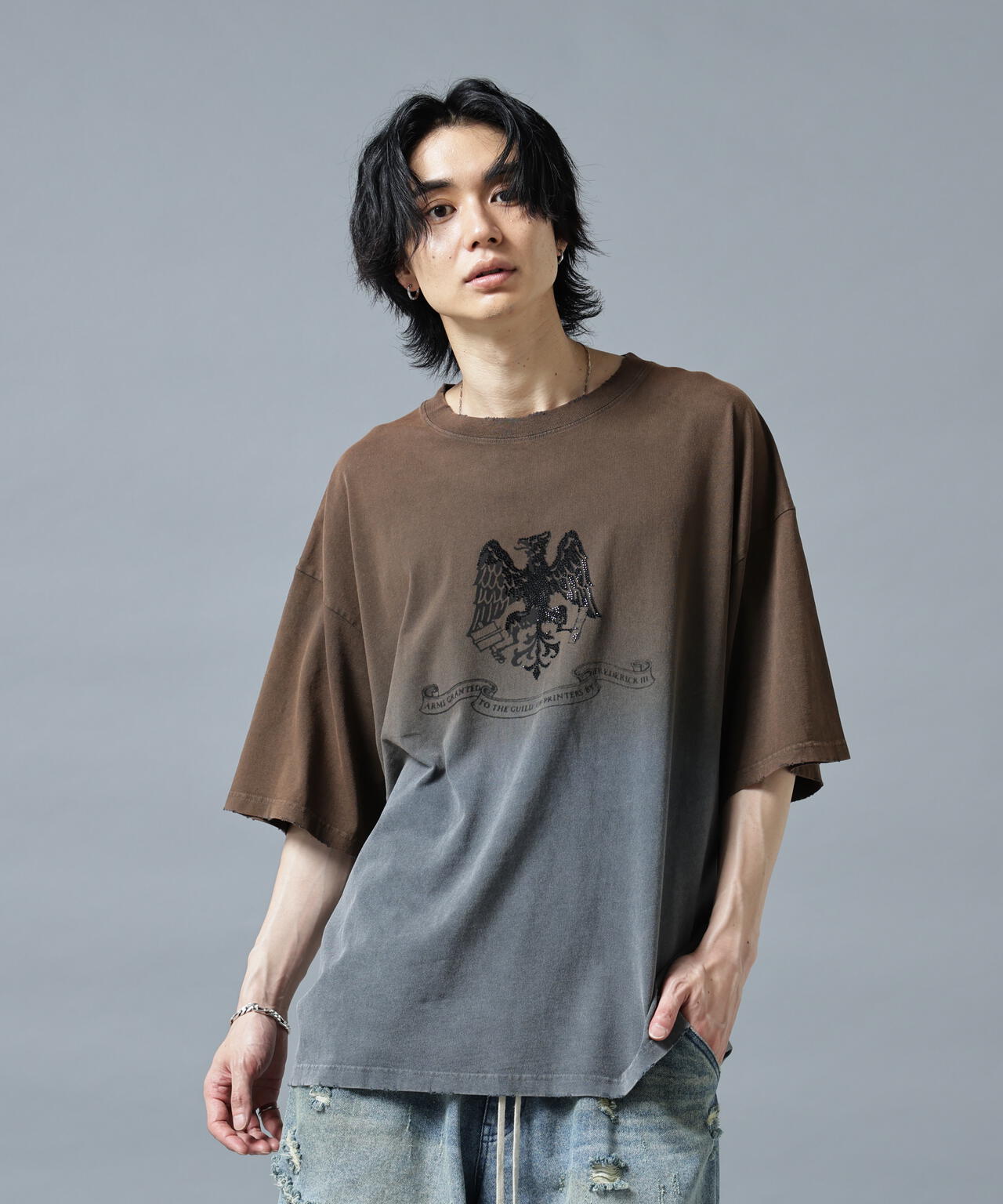 DankeSchon/ダンケシェーン/GRADATION RHINESTONE BIRD TEE
